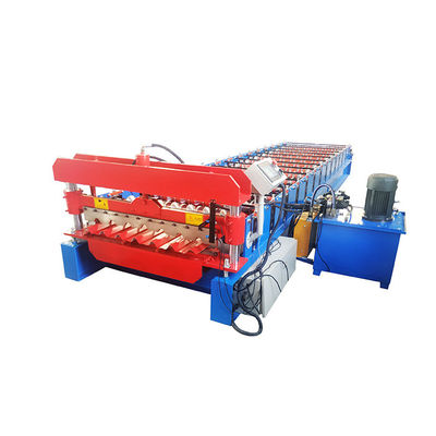 เครื่องขึ้นรูปแผ่นหลังคา 380V ที่ปรับแต่งได้ พร้อมมอเตอร์ 5.5kw และลูกกลิ้งชุบโครเมียม